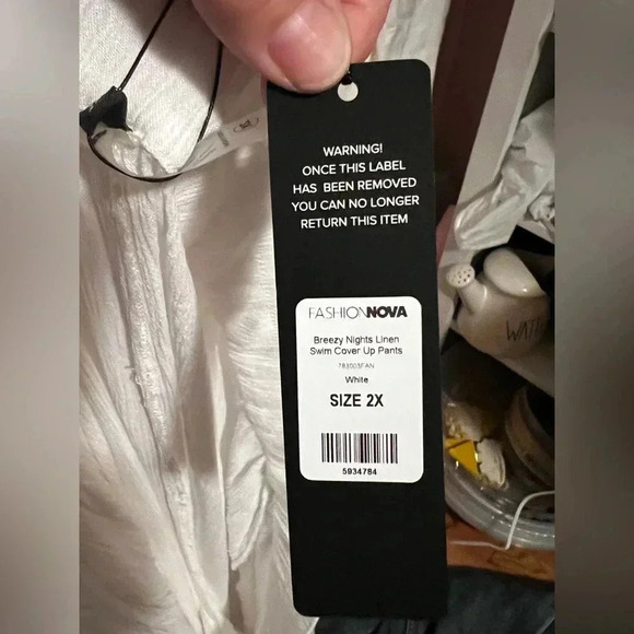 Fashion Nova Breezy Nights Linen Swim Cover Up Pants Womens Sz 2x NWT - Picture 3 of 7